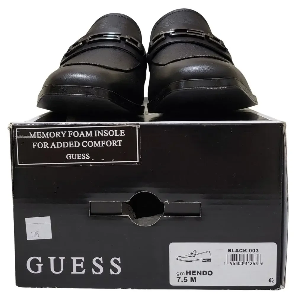 GUESS Men Hendo Slip On Horsebit Loafers Size US 7.5M Black Faux Leather